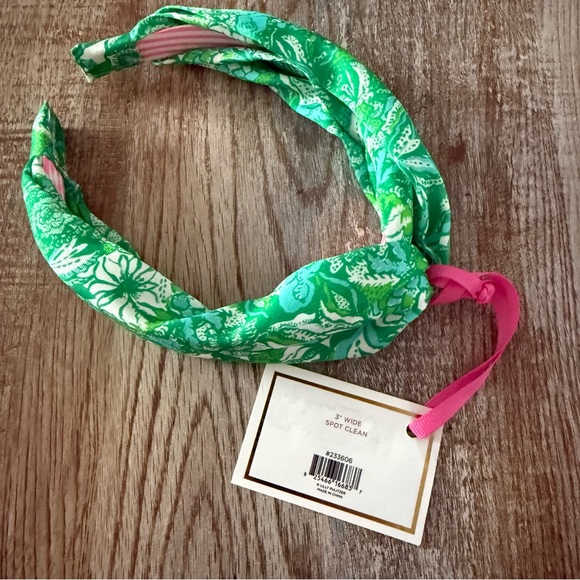 Lilly Pulitzer Green Top Knot Headband, Safari Sangria - Picture 5 of 6